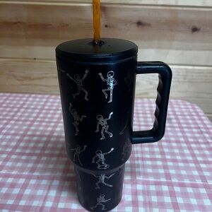 40oz Black Skeleton Tumbler with Handle
